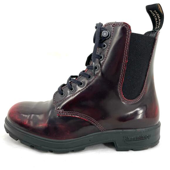 Blundstone 2220 Boots Bordeaux Brush Lace Up Chelsea Red Black Shoes Size AU 4.5 - Picture 3 of 13